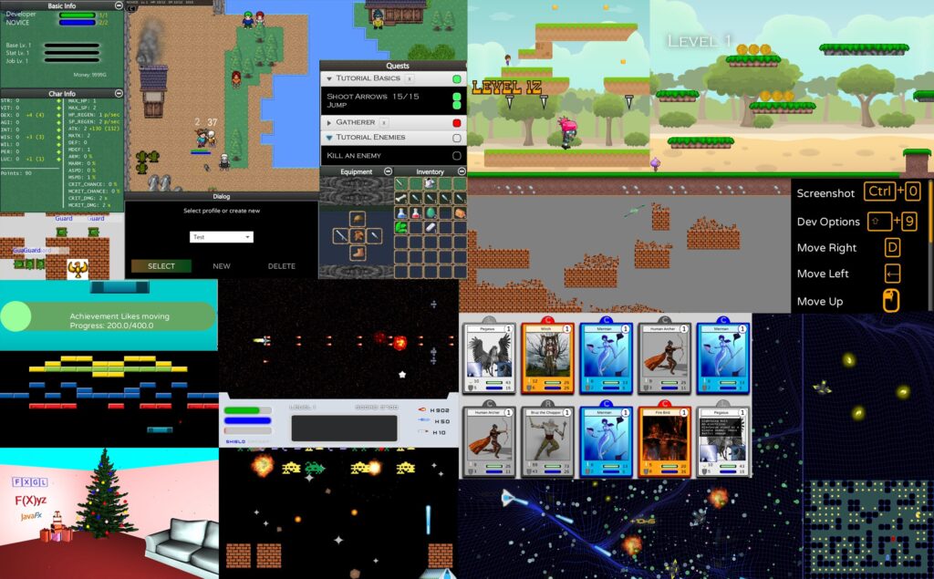 Skärmbilder av olika spel